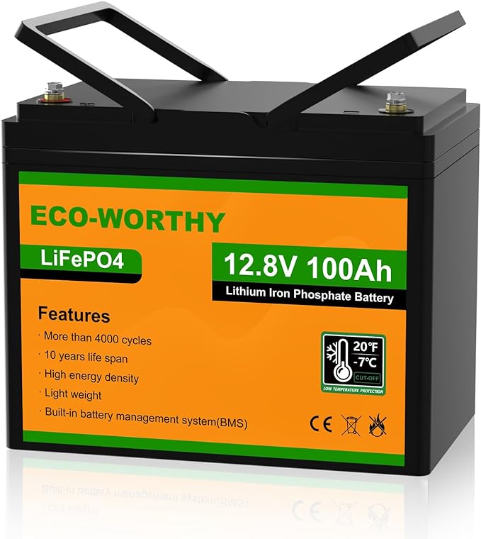 ECO-WORTHY Bateria Litio 12V 100Ah Bateria Lifepo4